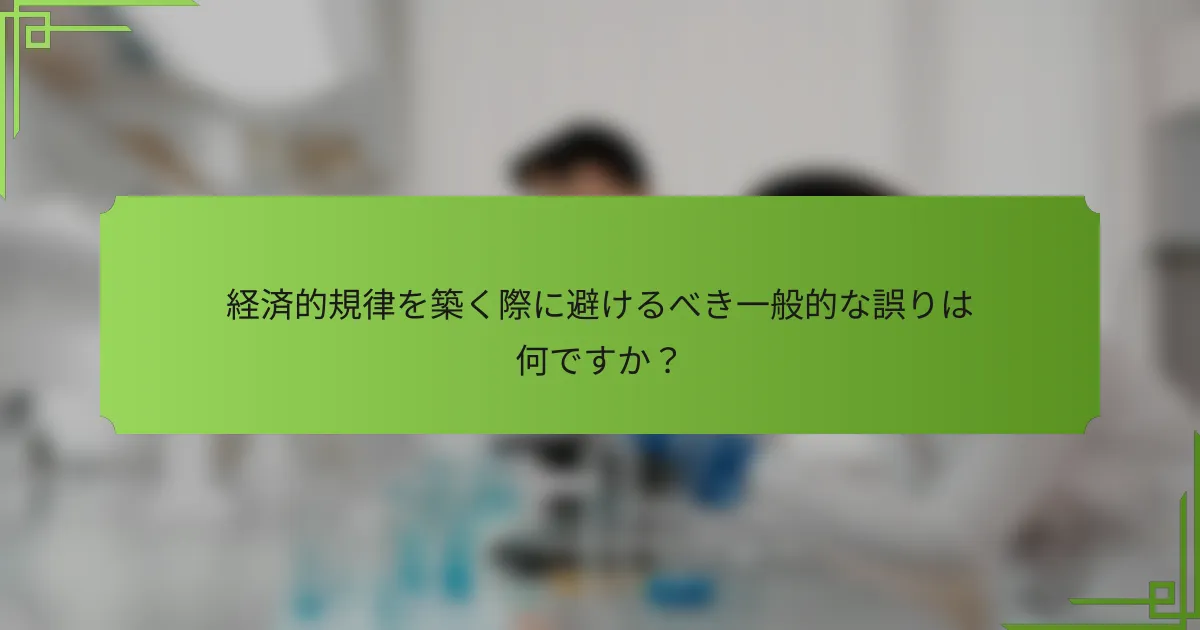 経済的規律を築く際に避けるべき一般的な誤りは何ですか？