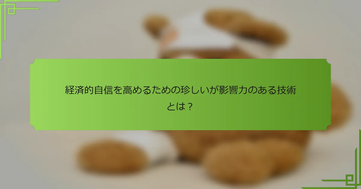 経済的自信を高めるための珍しいが影響力のある技術とは？