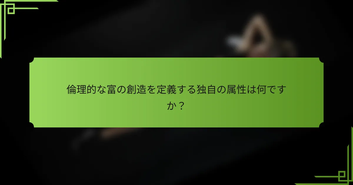 倫理的な富の創造を定義する独自の属性は何ですか？