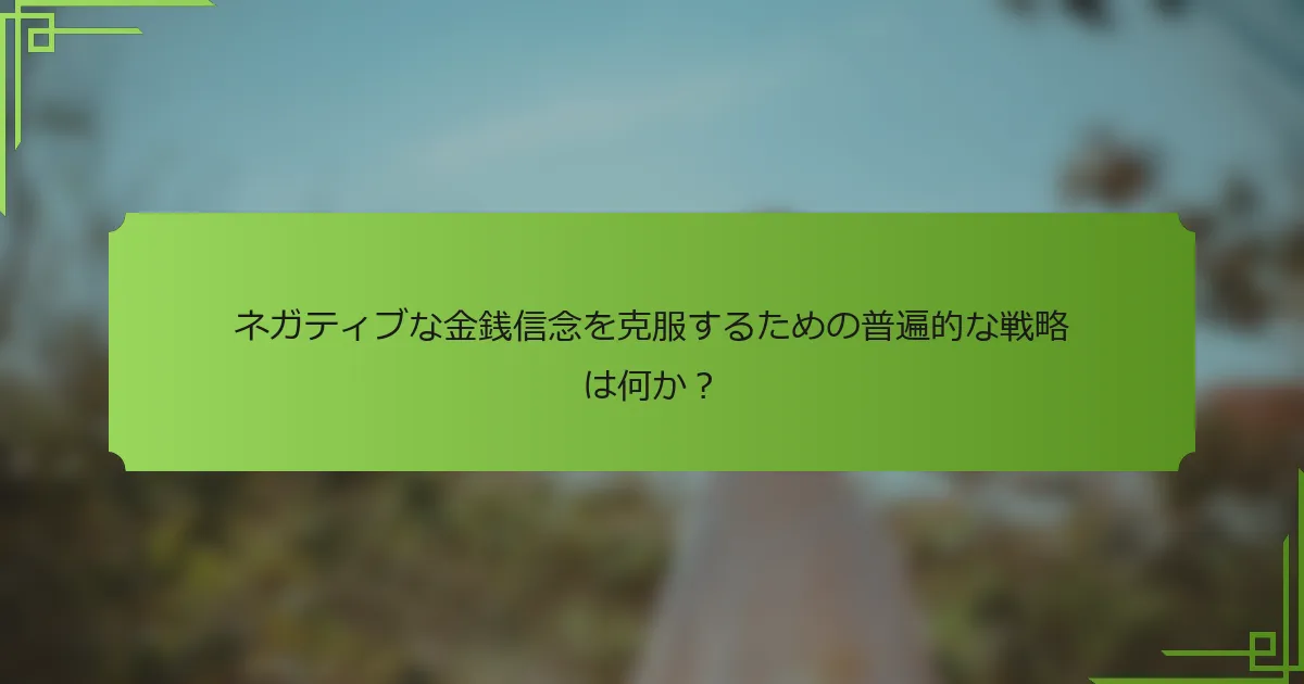 ネガティブな金銭信念を克服するための普遍的な戦略は何か？