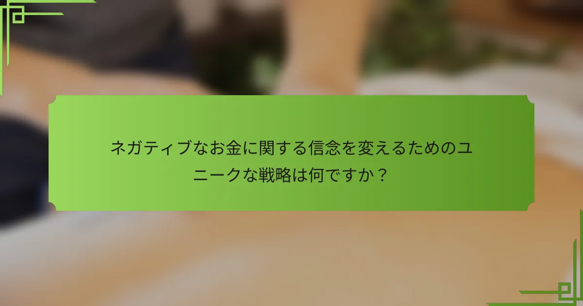 ネガティブなお金に関する信念を変えるためのユニークな戦略は何ですか?