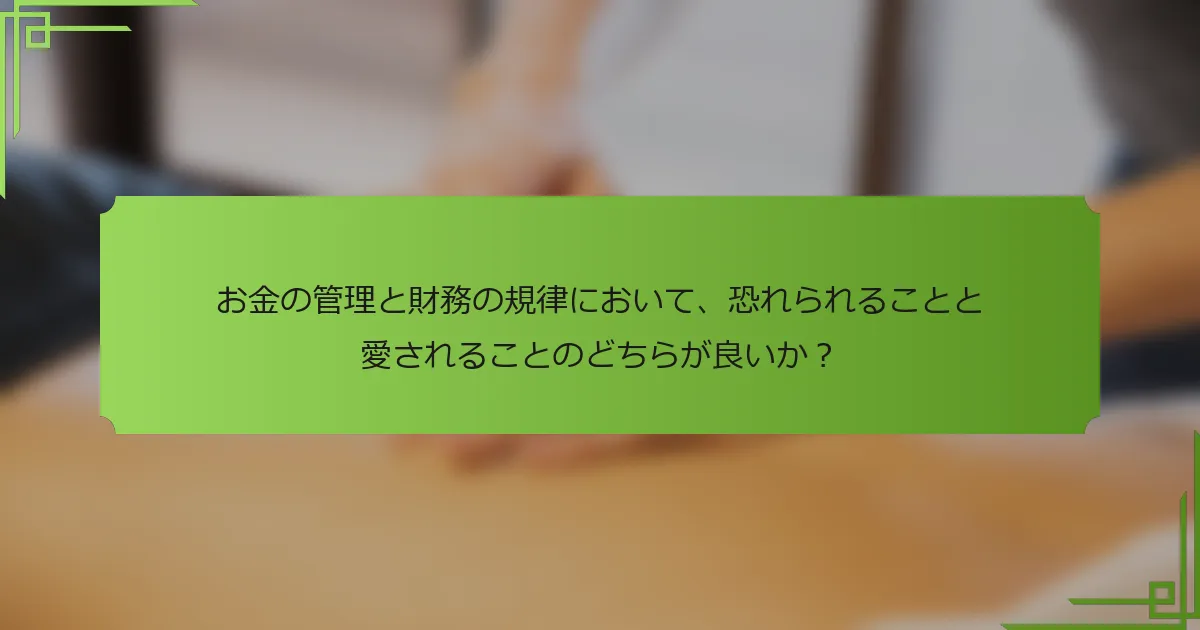 お金の管理と財務の規律において、恐れられることと愛されることのどちらが良いか？