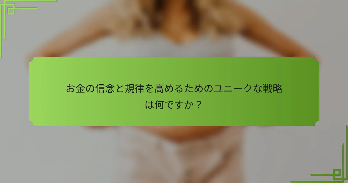お金の信念と規律を高めるためのユニークな戦略は何ですか？