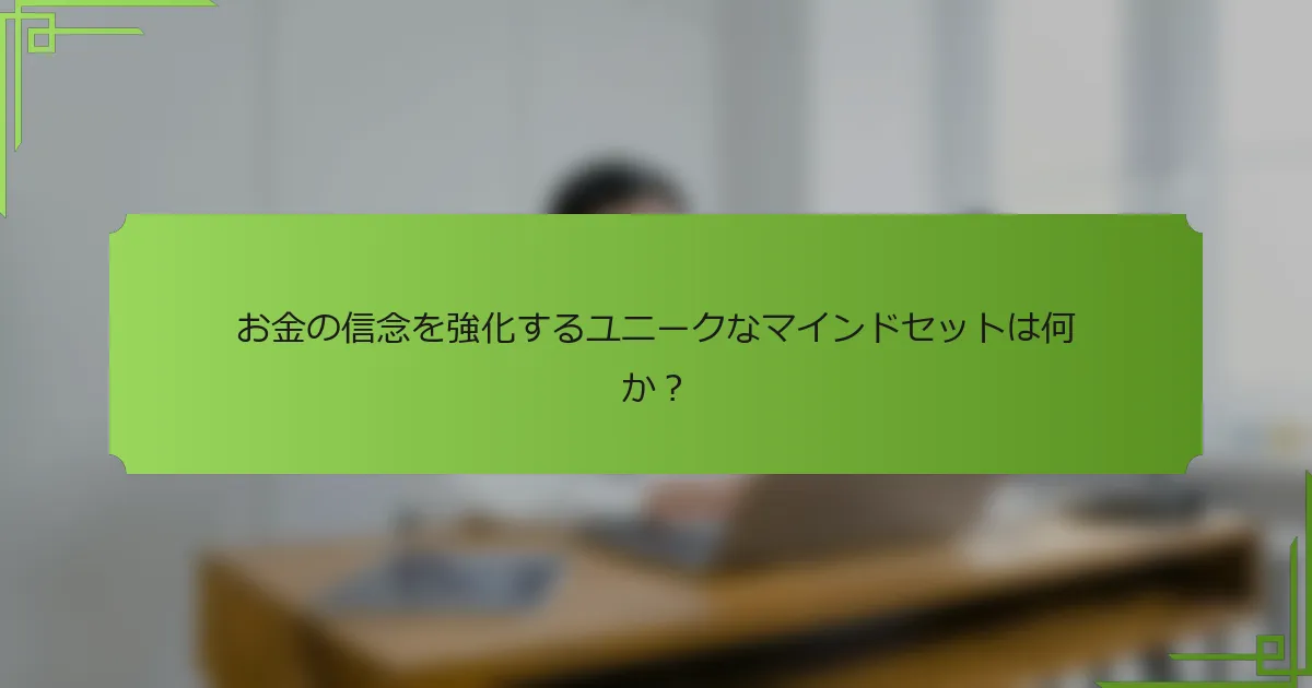 お金の信念を強化するユニークなマインドセットは何か？