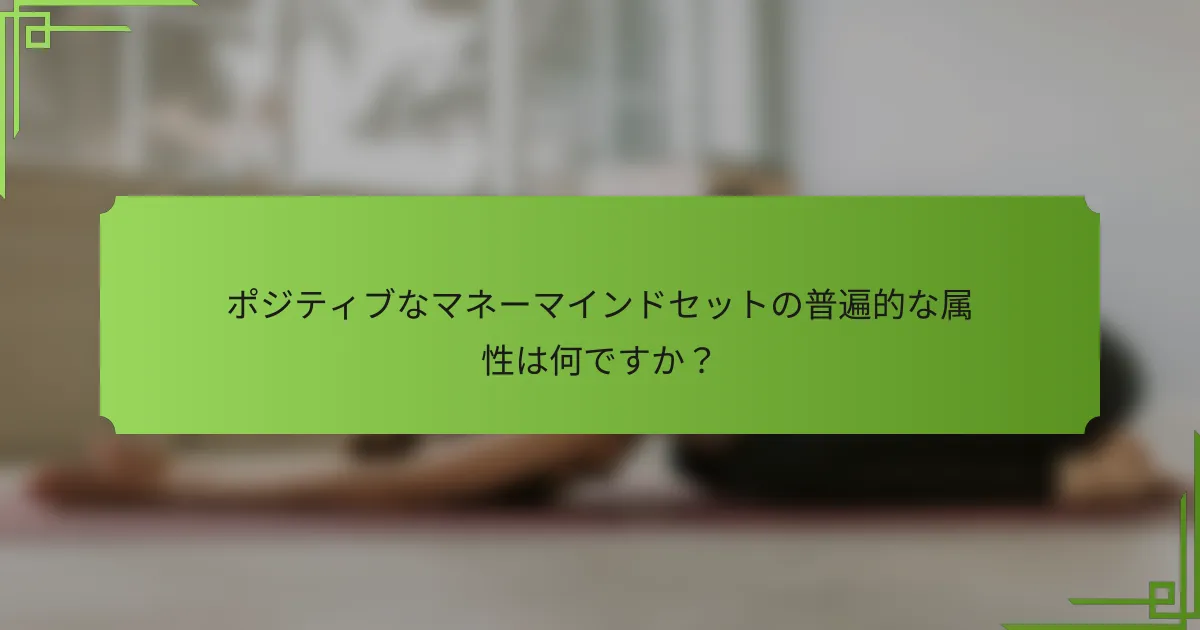 ポジティブなマネーマインドセットの普遍的な属性は何ですか？