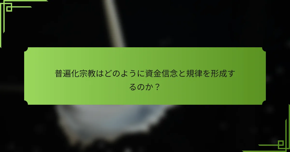 普遍化宗教はどのように資金信念と規律を形成するのか？