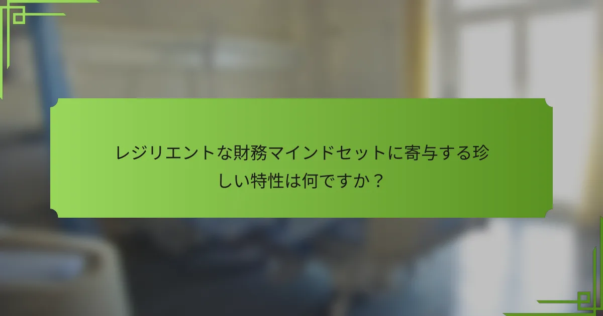 レジリエントな財務マインドセットに寄与する珍しい特性は何ですか？