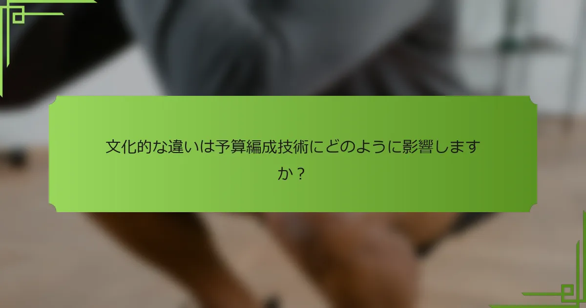 文化的な違いは予算編成技術にどのように影響しますか？