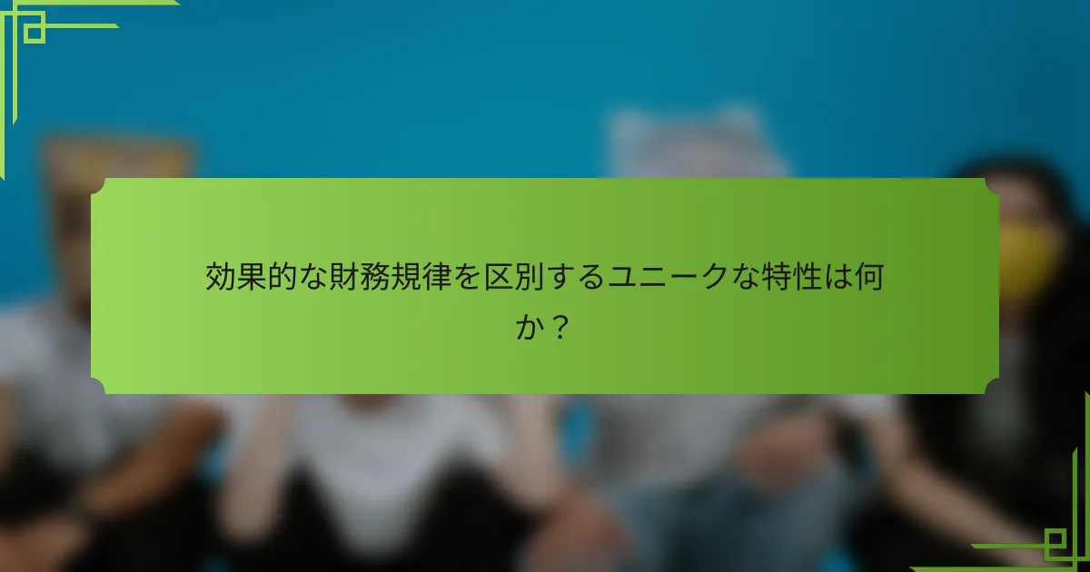 効果的な財務規律を区別するユニークな特性は何か？