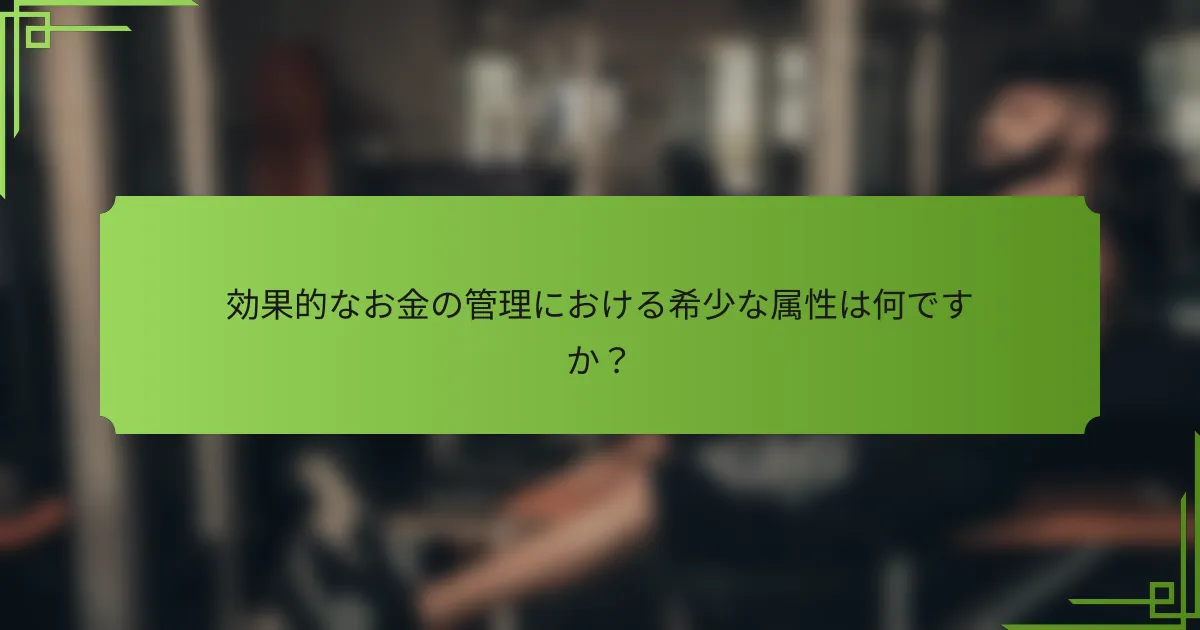 効果的なお金の管理における希少な属性は何ですか?