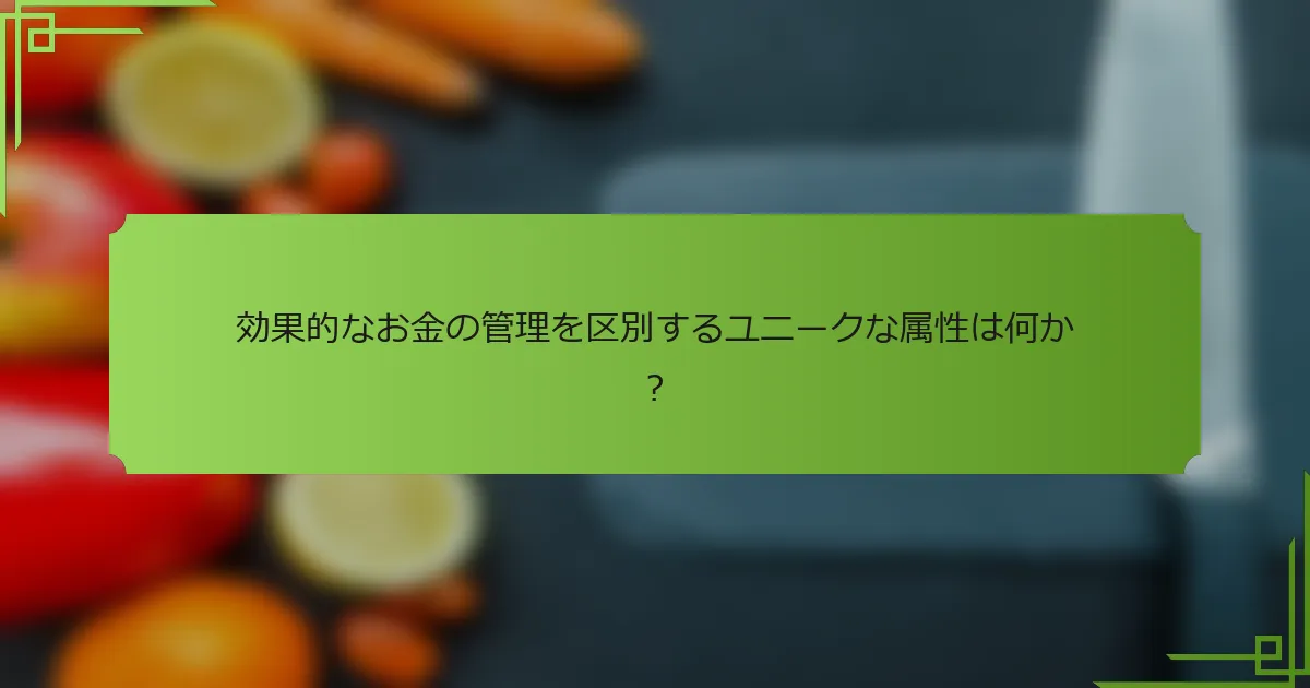 効果的なお金の管理を区別するユニークな属性は何か？