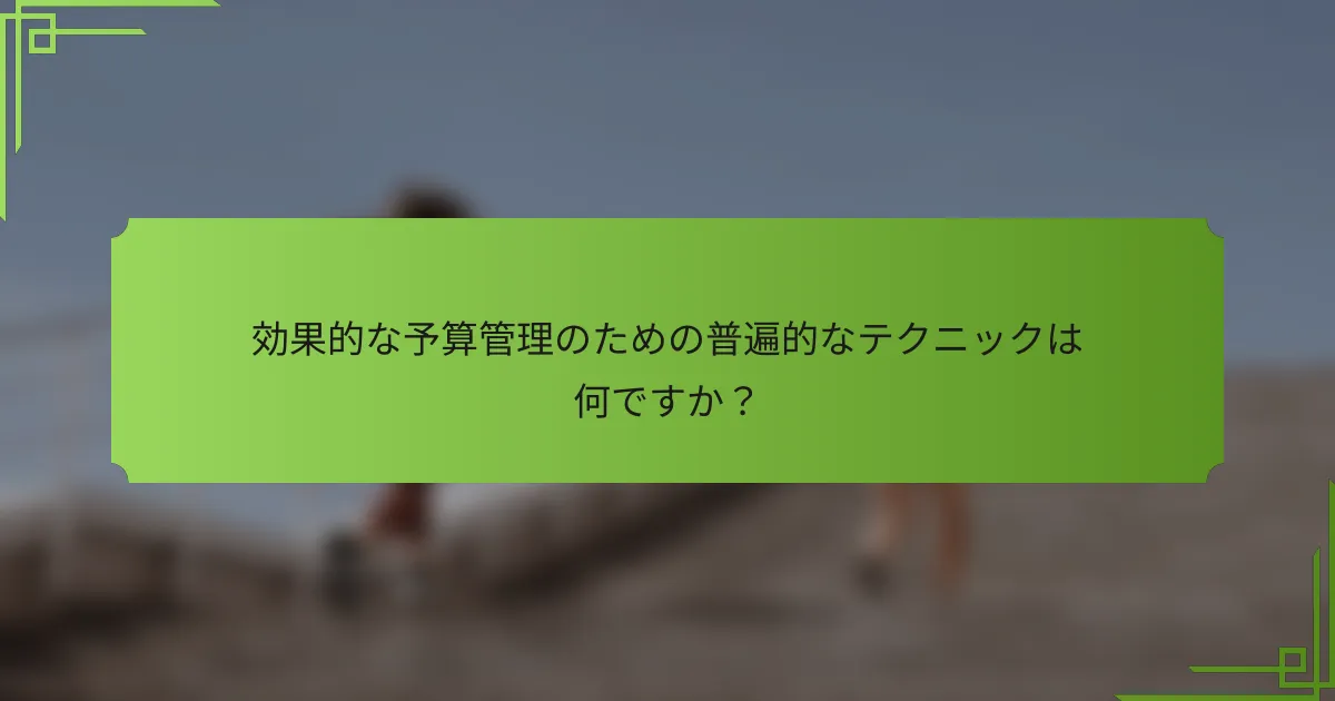 効果的な予算管理のための普遍的なテクニックは何ですか？