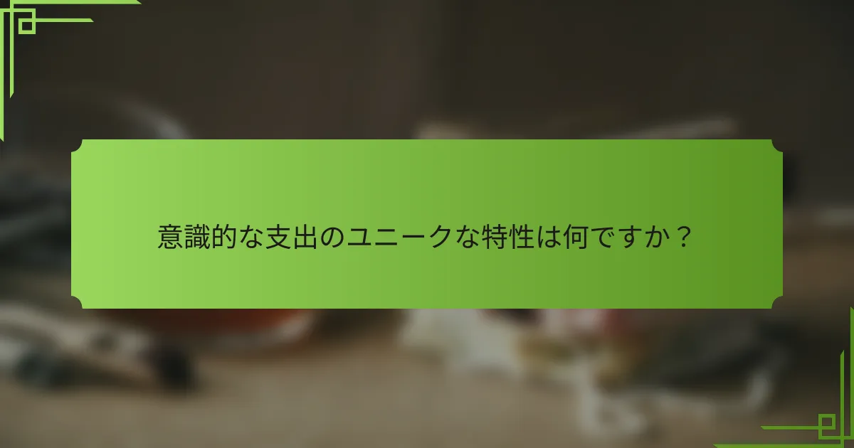 意識的な支出のユニークな特性は何ですか？