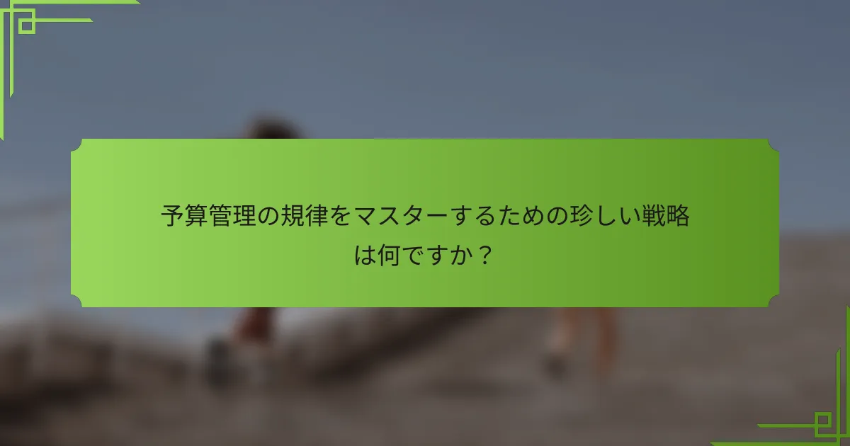 予算管理の規律をマスターするための珍しい戦略は何ですか？