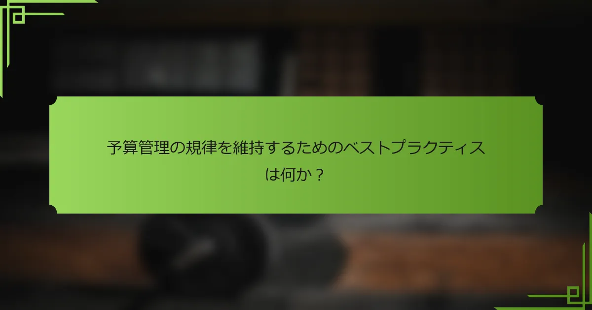 予算管理の規律を維持するためのベストプラクティスは何か？