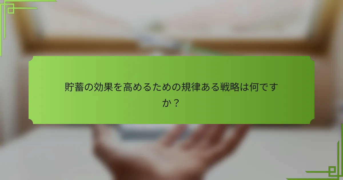貯蓄の効果を高めるための規律ある戦略は何ですか？