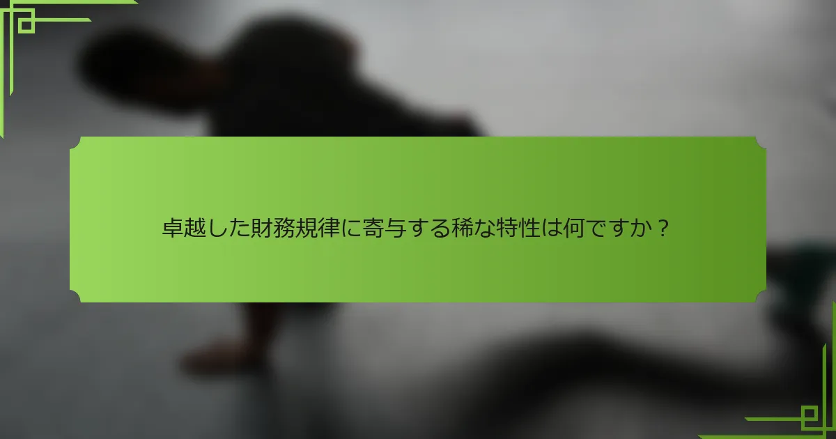 卓越した財務規律に寄与する稀な特性は何ですか？