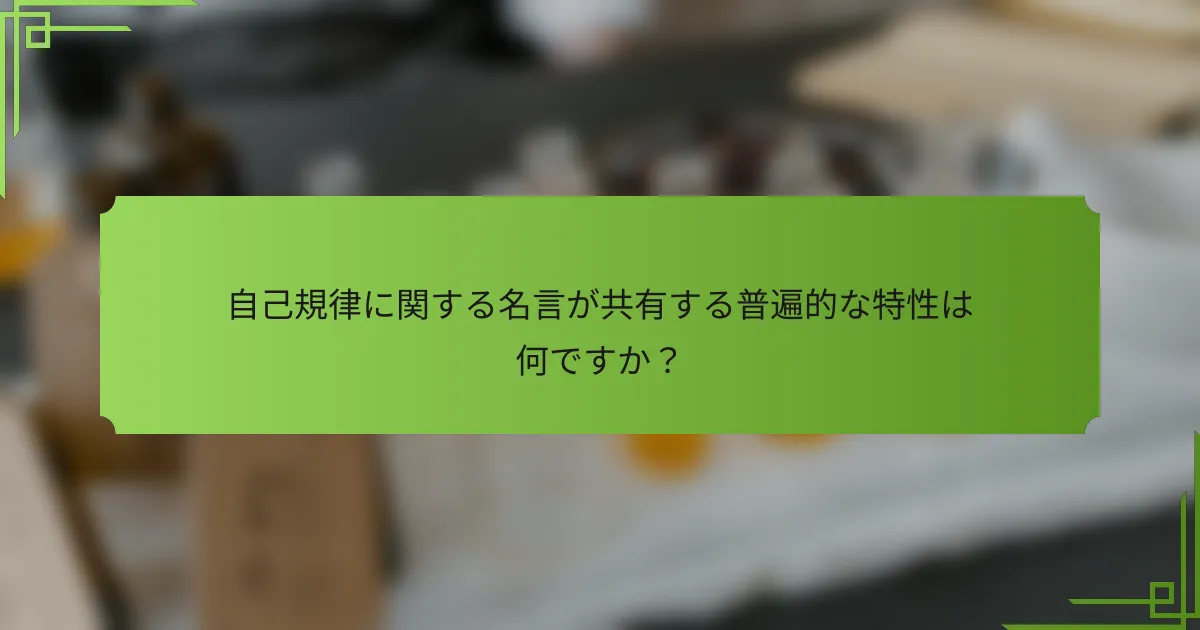 自己規律に関する名言が共有する普遍的な特性は何ですか？