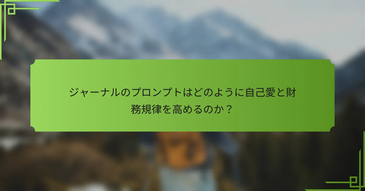 ジャーナルのプロンプトはどのように自己愛と財務規律を高めるのか?